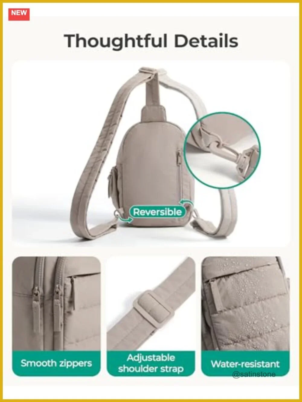 Small Puffer Sling Bag Crossbody Hobo with Adjustable Strap